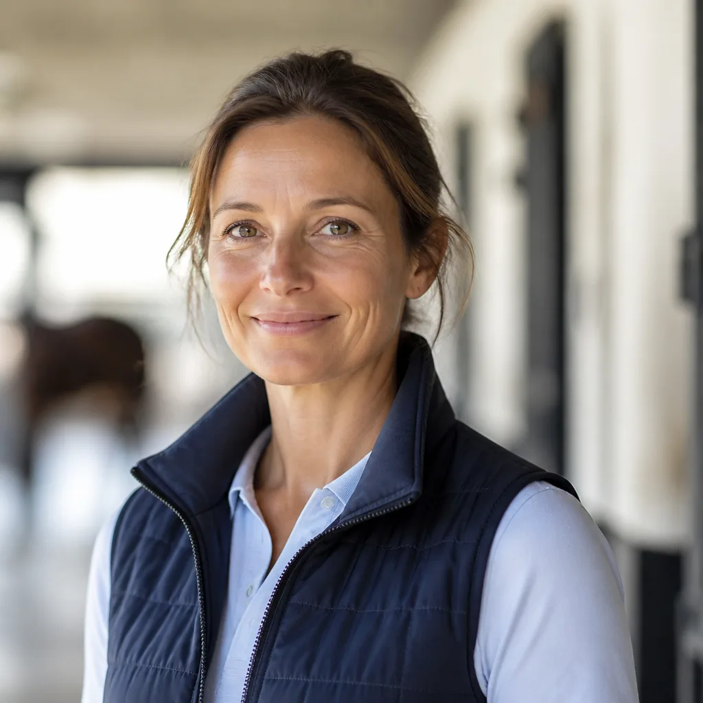 Élodie Marchand, cofondatrice d'Ecsso, dans son écurie du Pays d'Auge