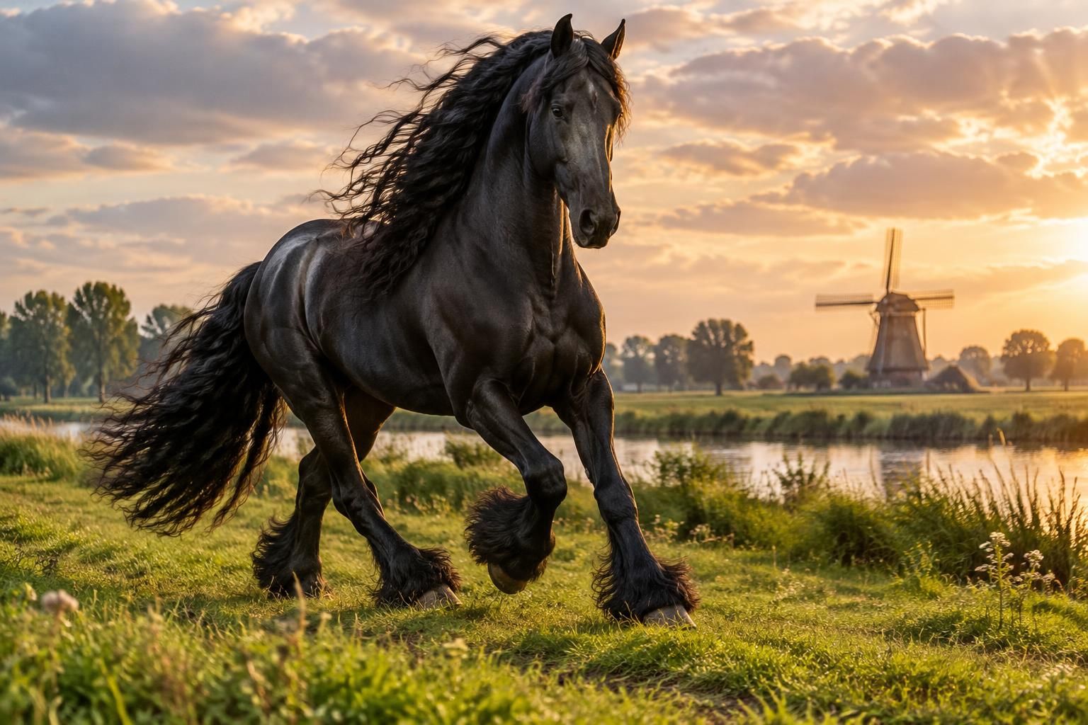 découvrez le cheval frison, race emblématique des pays-bas, réputée pour sa robe noire, son élégance majestueuse et sa puissance.