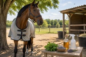 Solutions maison pour éloigner naturellement les mouches autour de votre cheval